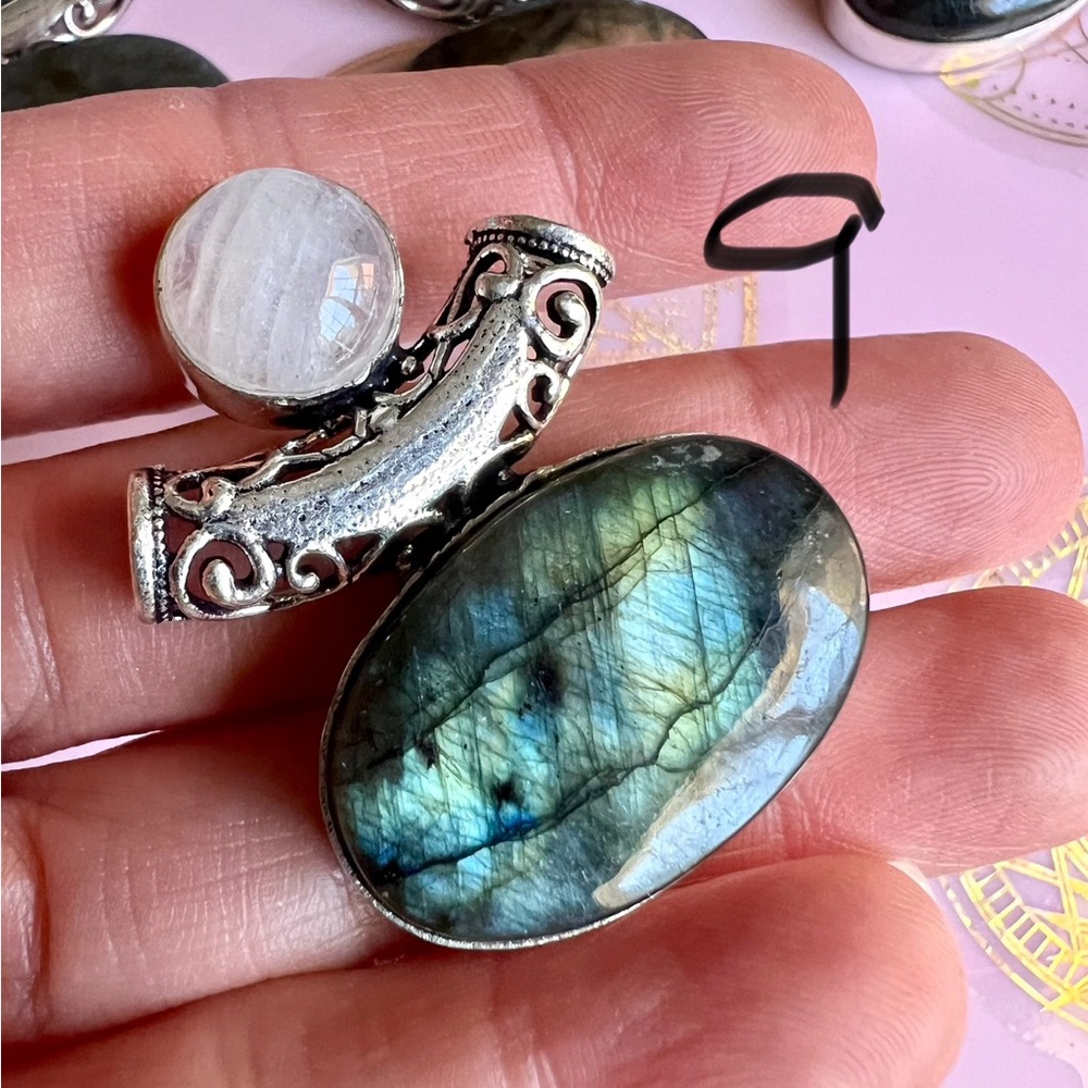 925 OMG OMG! Choose from 10! FLASH LABRADORITE + Moonstone Pendant Necklace - Picture 5 of 8